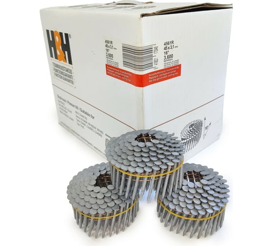 Кровельные гвозди H&H 3.1x45 Smooth, HDG гладкие, горячий цинк, 3600 шт. 4561R