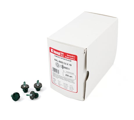 Кровельный саморез КВАДРА 5.5x19, RAL 6005 темно-зеленый, сверло PT. 3, кор. 250 шт. 519600503250