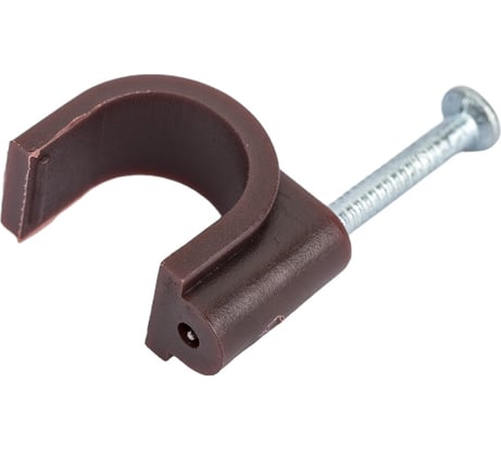 Крепеж для проводов (скоба) TDM ELECTRIC 10мм круглая пластиковая венге упаковка 50 штук SQ0514-0085