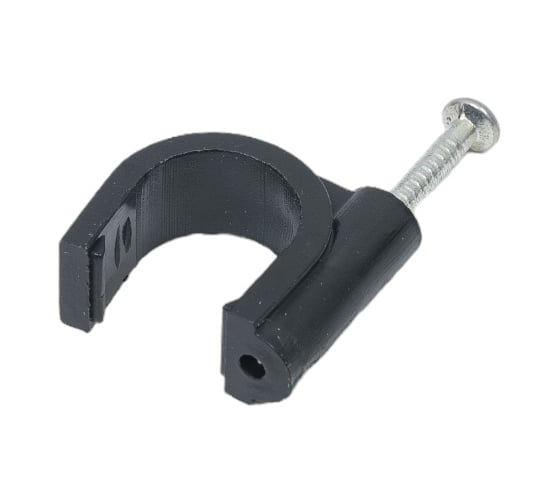 Круглая пластиковая скоба TDM ELECTRIC 16 мм, черная, 50 шт. SQ0514-0047
