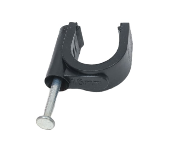 Круглая пластиковая скоба TDM ELECTRIC 16 мм, черная, 50 шт. SQ0514-0047