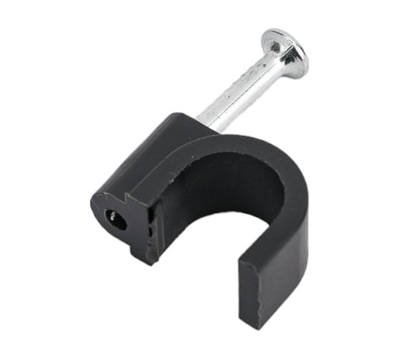 Круглая пластиковая скоба TDM ELECTRIC 7 мм, черная, 50 шт. SQ0514-0042