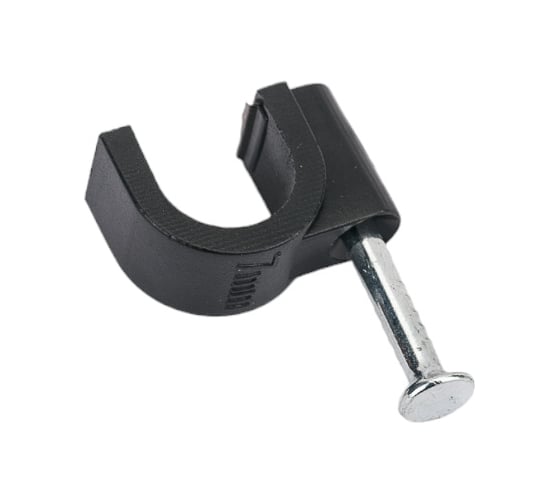 Круглая пластиковая скоба TDM ELECTRIC 7 мм, черная, 50 шт. SQ0514-0042