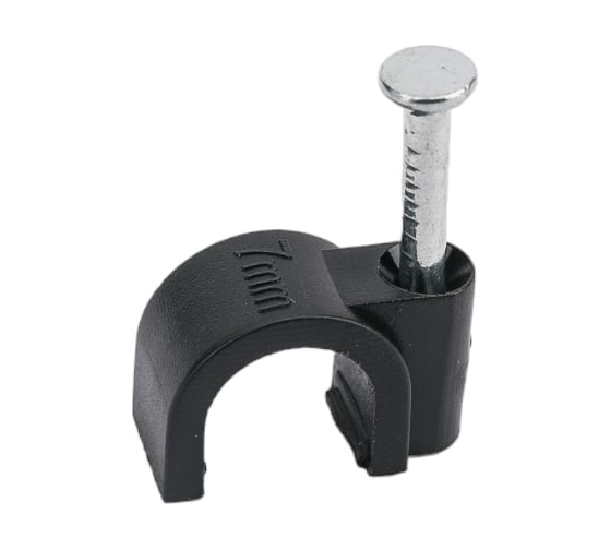 Круглая пластиковая скоба TDM ELECTRIC 7 мм, черная, 50 шт. SQ0514-0042