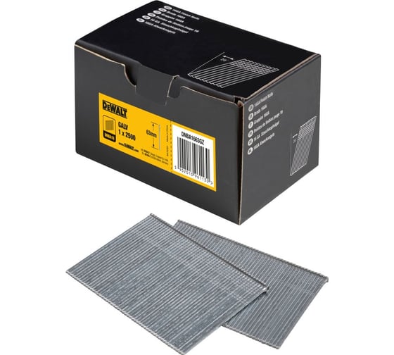 Шпильки (гвозди) Dewalt для DCN660 1.6/63 мм, 16Ga, гальваническое цинкование, 2500 шт./пачка DNBA1663GZ