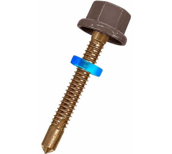 Саморез кровельный GRUM с нейлоновым колпачком 5,5х32 RAL8017 (200) УТ-00004361
