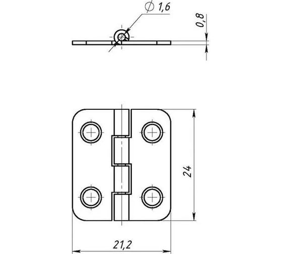 Карточная петля Левша 22x24 мм, 2 шт., черная У8-3809.Ч