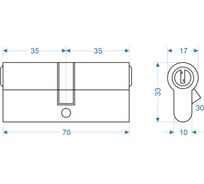 Цилиндровый механизм Политех (ключ-ключ; золотистый; 70 мм) 8125070