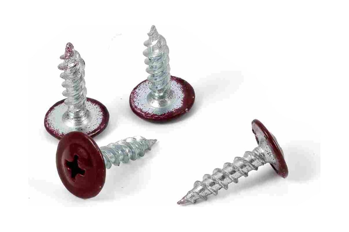 Саморез с пресс-шайбой КВАДРА крашеный, острый конец, 4.2x16, RAL 3005 ...
