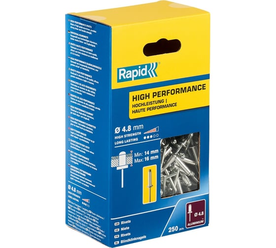Алюминиевая заклепка RAPID R:High-performance-rivet d4.8x20 мм, 250 шт. 5001439 1