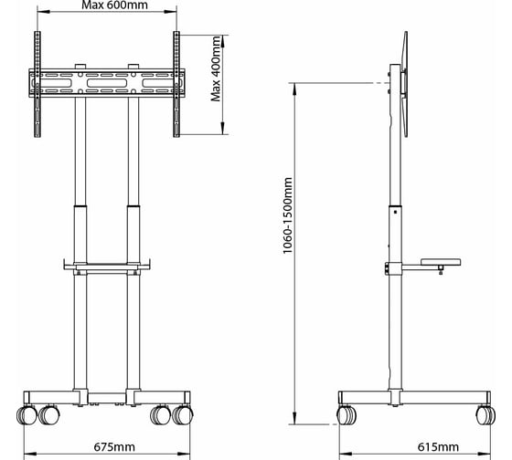 Мобильная стойка ARM MEDIA PT-STAND-7 black 10231