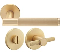 Дверные ручки MORELLI Комплект MH-57-R6T MSG + Завертка сантехническая MH-WC-R6T MSG, цвет мат. сатинированное золото 9016793