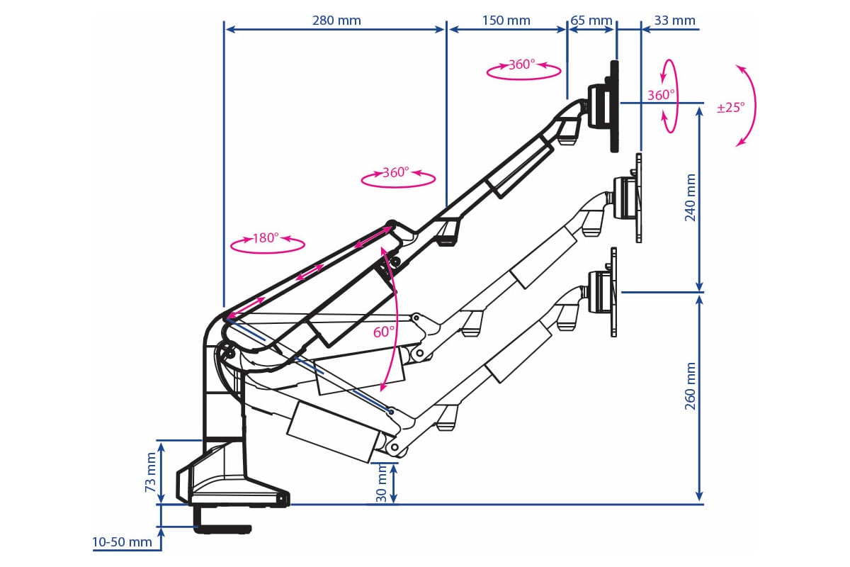 Кронштейн для мониторов KROMAX OFFICE S20 silver 24034 - выгодная цена ...