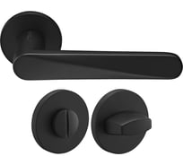 Комплект дверных ручек MORELLI MH-58-R6 BL + Завертка сантехническая MH-WC-R6 BL, цвет черный 9016088