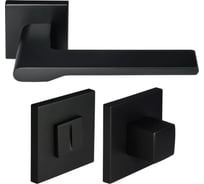 Комплект MORELLI Дверные ручки MH-53-S6 BL + Завертка сантехническая MH-WC-S6 BL , цвет черный 9016087
