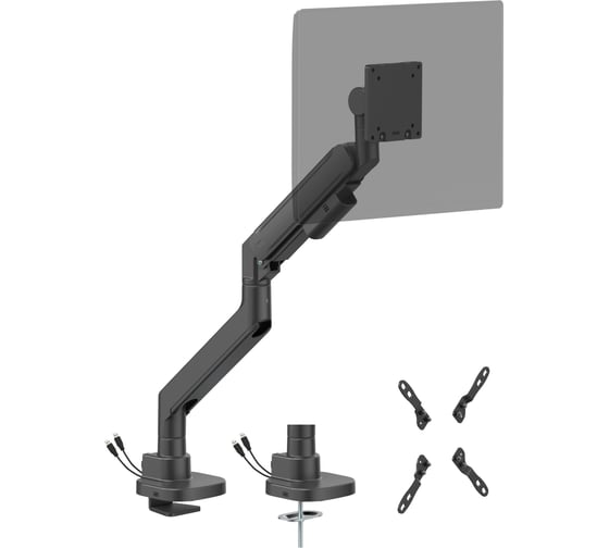 Кронштейн UNITEKI FMGT201BRD PRO LINE для монитора со струбциной системы газ лифт, поддерживающий большую нагрузку, диагональ 22-57 + адаптеры VESA 1420
