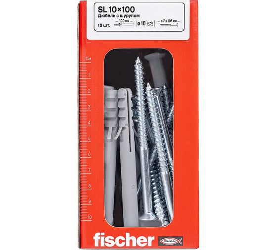Дюбель Fischer SL 10x100 с шурупом 7x105 (15шт.) 12009