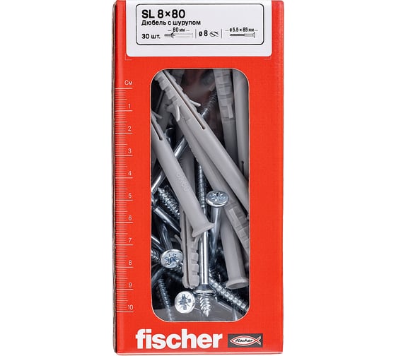 Дюбель Fischer SL 8x80 с шурупом 5,5x85 (30шт.) 12007
