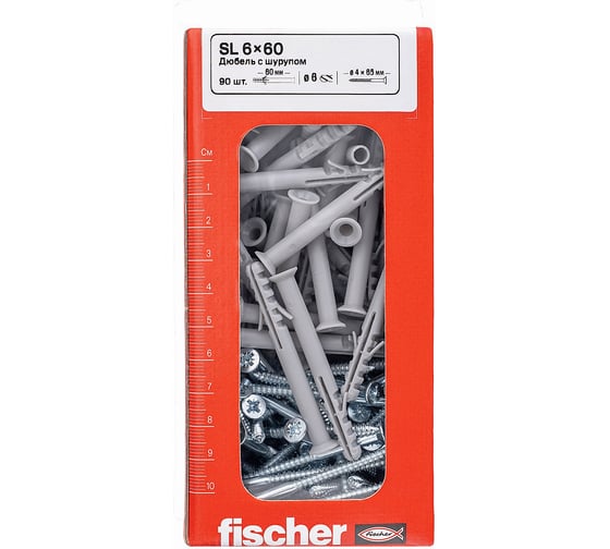 Дюбель Fischer SL 6x60 с шурупом 4x65 (90шт.) 12005