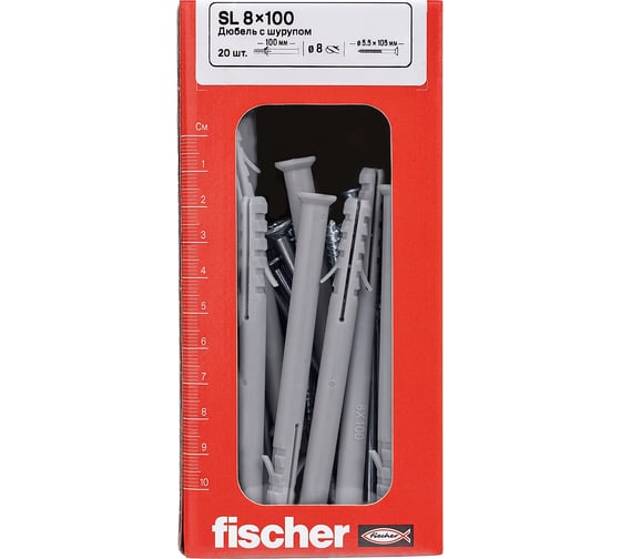 Дюбель Fischer SL 8x100 с шурупом 5,5x105 (20шт.) 12008