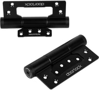 Петля карточная с доводчиком Doorlock H60/HYD/AL Black черная, без врезки, комплект из 2 шт., 2 скорости закрывания, ФОП фиксация в открытом пол 74091