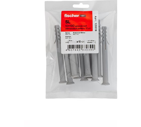 Дюбель fischer SL 10x100 с шурупом 7x105 (8шт.) 12019