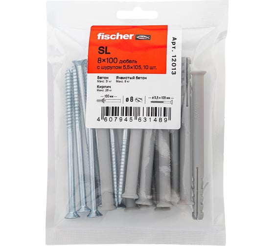 Дюбель fischer SL 8x100 с шурупом 5,5x105 (10шт.) 12013