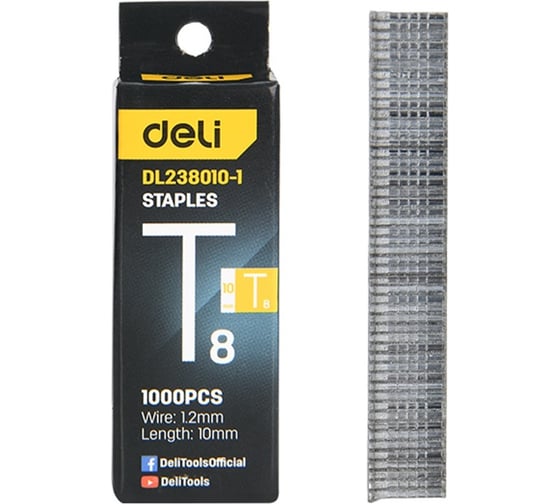 Набор скоб для степлера DELI 1000 шт (Тип T) DL238010-1 (10 х 1,2мм) 234941