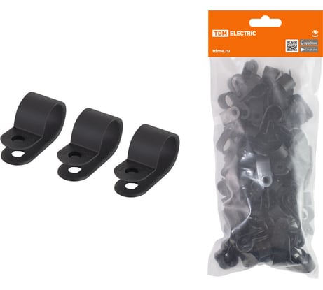 Нейлоновая крепежная скоба TDM ELECTRIC СКН-5 черная 100 шт SQ0514-0211