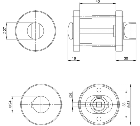 Ручка поворотная Fuaro BK6.R.DSS304-02 INOX 304 (с индикатором) 65551