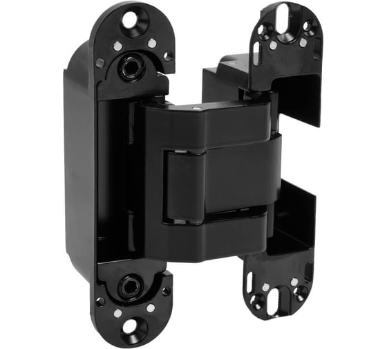Петля скрытая Cemom Moatti ESTETIC A602 M 3D 9005 черная, для компланарных дверей, регулируемая, вес полотна 60кг, магнитные колпачки, 29x120мм 51534