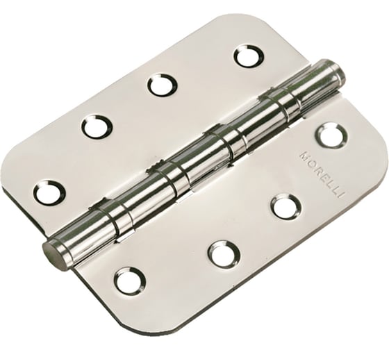 Петля стальная скругленная MORELLI MSN-C 100X70X2.5-4BB SN, универсальная с подшипником, цвет - белый никель 9017137