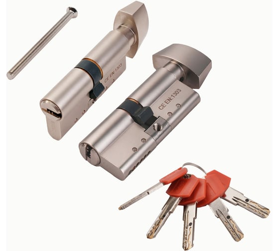 Цилиндровый механизм Fuaro X-PRO5002 Knob 60 (25+10+25) SN-3 мат.никель короткий шток с вертушкой 5Key 61485