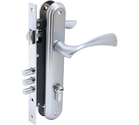 Врезной замок БУЛАТ ЗВ4-3.03.07 НОМОС (титан; 5 перфоключей; с ручками) 13968