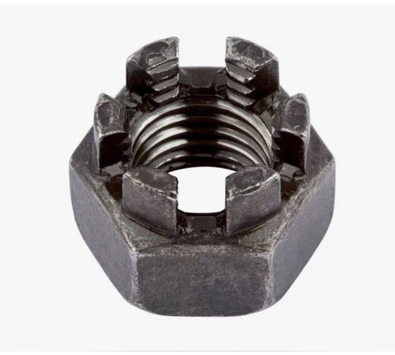 Гайка SORREX М36 DIN935 корончатая черная стальная (10 штук) 0935-008-36-10