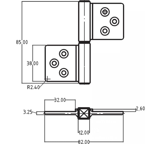 Карточная петля MORELLI CH-R 85x82 W с круглой осью, разобранная, цвет белый 9012500
