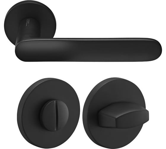 Комплект Дверные ручки MORELLI MH-59-R6 BL + Завертка сантехническая MH-WC-R6 BL, цвет черный 9016061