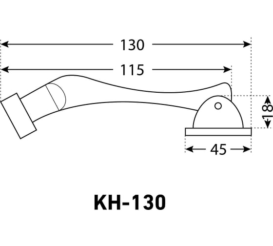 Фиксатор дверной АЛЛЮР КН-130 WW белый, козья ножка, блистер 10177