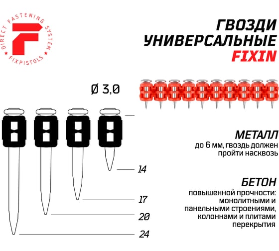 Гвозди по бетону для Hilti BX 3 Fixpistols F-BX 3x22, 1000 шт. 1-4-3-5247 1