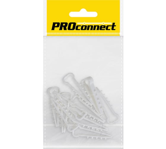 Нейлоновый дюбель-хомут PROCONNECT 5-10, белый, прямоугольный, 10 шт. 07-4611-9