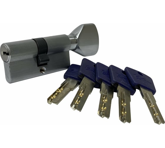 Цилиндровый механизм Вантаж 5 ключей, матовый хром PC60, 30Cх30 SC 1