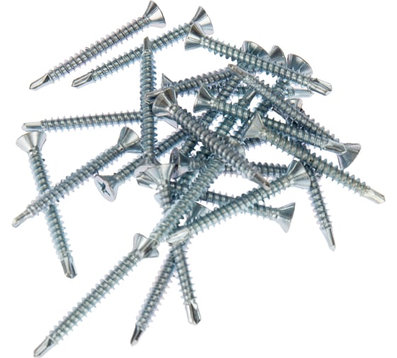 Оконный саморез KRANZ сверло 3,9x35, белый цинк, 500 шт. KR-01-3722-0013