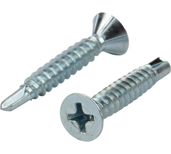 Оконный саморез KRANZ сверло 3,9x25, белый цинк, 500 шт. KR-01-3722-0011