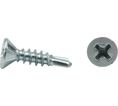 Оконный саморез KRANZ сверло 3,9x16, белый цинк, 1000 шт. KR-01-3722-009