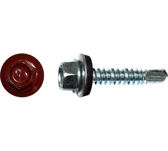 Кровельный саморез КРЕП-КОМП 5,5x19, RAL3011, красно-коричневый, 250 шт. ск55193011кф 1