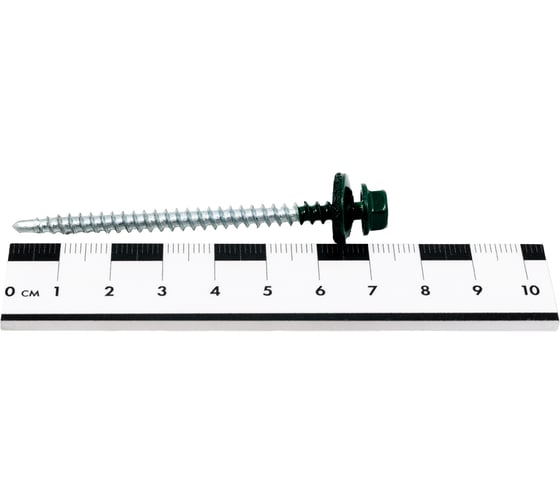 Кровельный саморез КРЕП-КОМП 4,8x70, RAL6005, тёмно-зелёный, 100 шт. ск706005кф