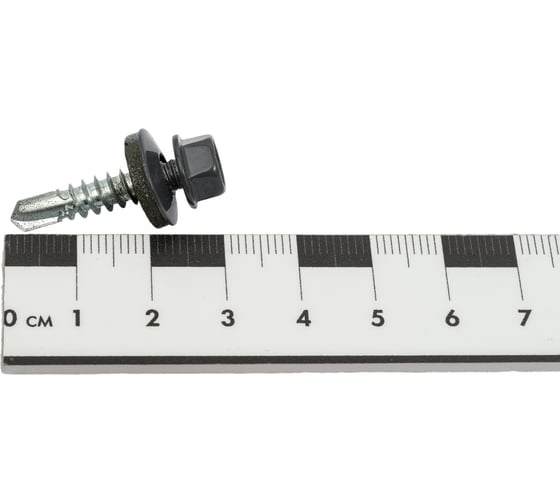 Кровельный саморез КРЕП-КОМП 5,5x25, RAL7024, серый графит, 250 шт. ск55257024кф