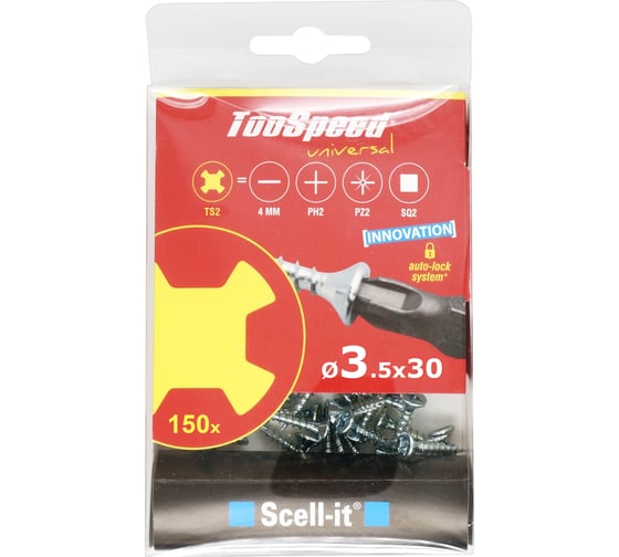 Шурупы ЕВРОПАРТНЕР TooSpeed 3,5x30 150 шт., Бита TS2 SC59 2547 1