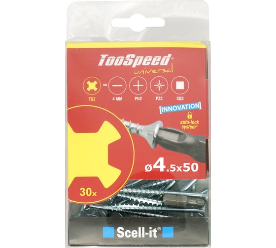 Шурупы ЕВРОПАРТНЕР TooSpeed 4,5x50 30 шт., Бита TS2 SC43 2529 1