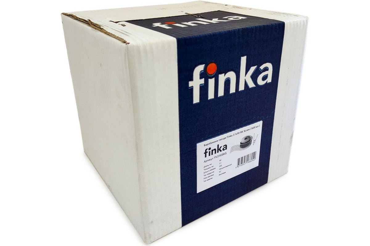 Барабанные гвозди Finka 3.1x90 BK Screw винтовые, 1600 шт. FN3190BKS .